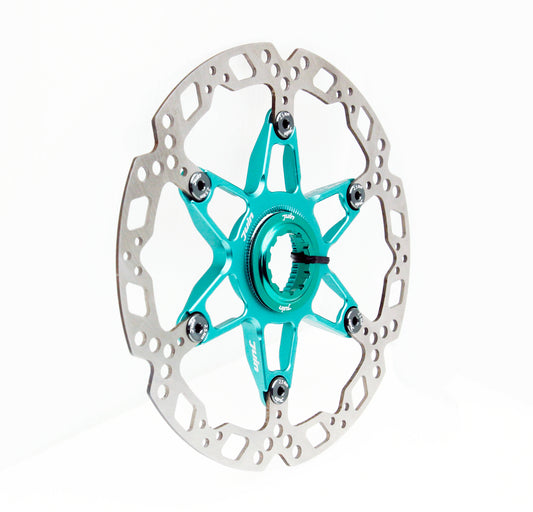 Juin Tech RT01A Cyclocross Bicycle Disc Brake Center-Lock Rotor 140mm Turquoise