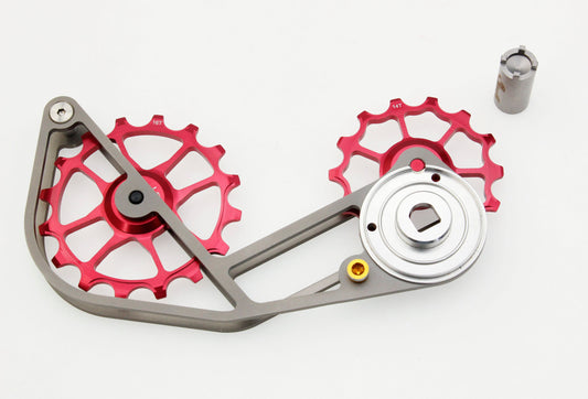 SwishTi Gravel Bicycle Oversized Pulley Titanium Cage for Sram XPLR AXS Red