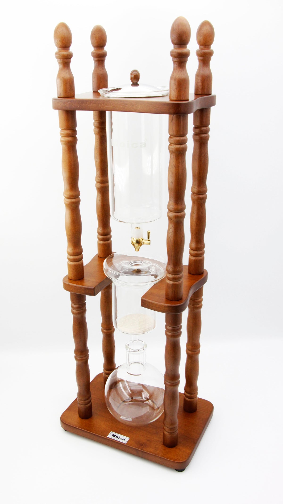 Moica ZC50 Vintage Wooden Cold Drip Coffee Maker Tower Kyoto Style Iced Coffee Dripper 6-8 Cups Glass Dutch Brewer