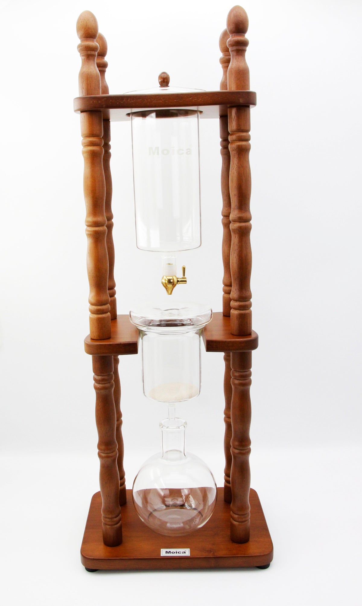 Moica ZC50 Vintage Wooden Cold Drip Coffee Maker Tower Kyoto Style Iced Coffee Dripper 6-8 Cups Glass Dutch Brewer