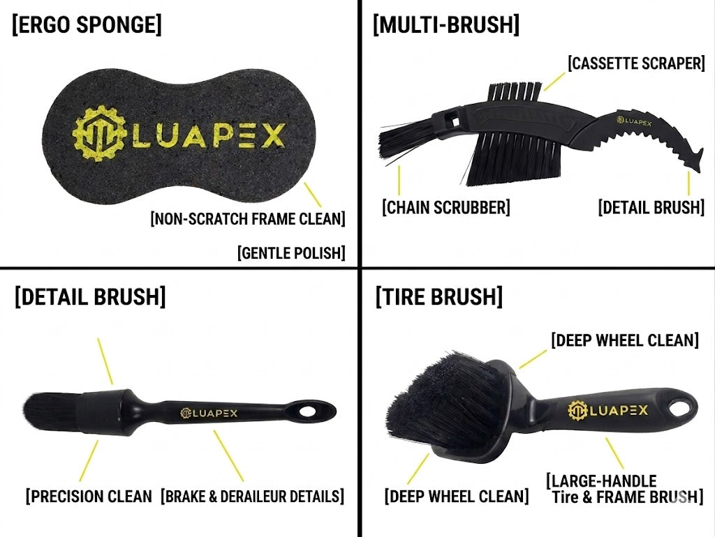 LUAPEX 4-in-1 Professional Bike Cleaning Kit