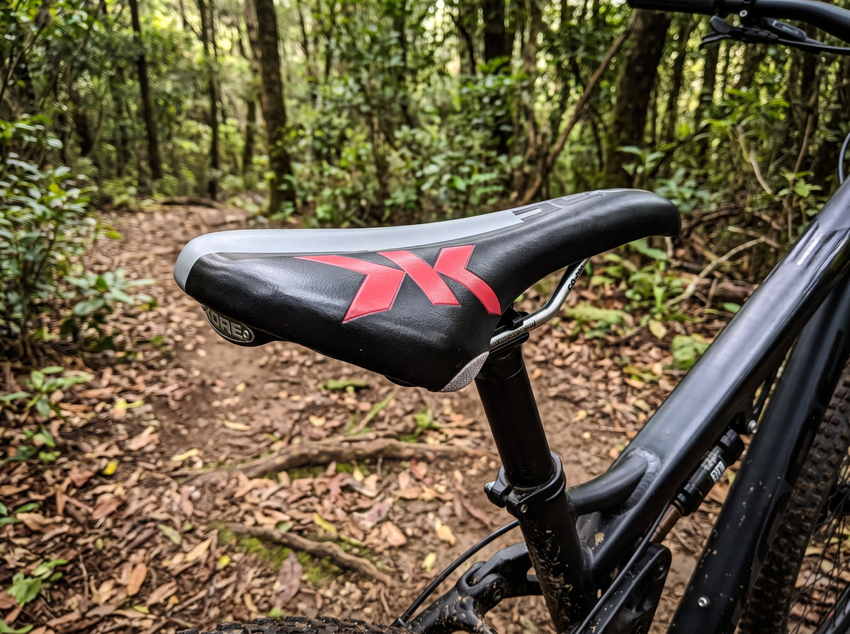 KORE Performance Bicycle Saddle Cr-Mo Rails Road MTB Bike Seat Black with Red